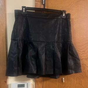 Bar III Black Leather Skater Skirt faux leather skirts with built in shorts